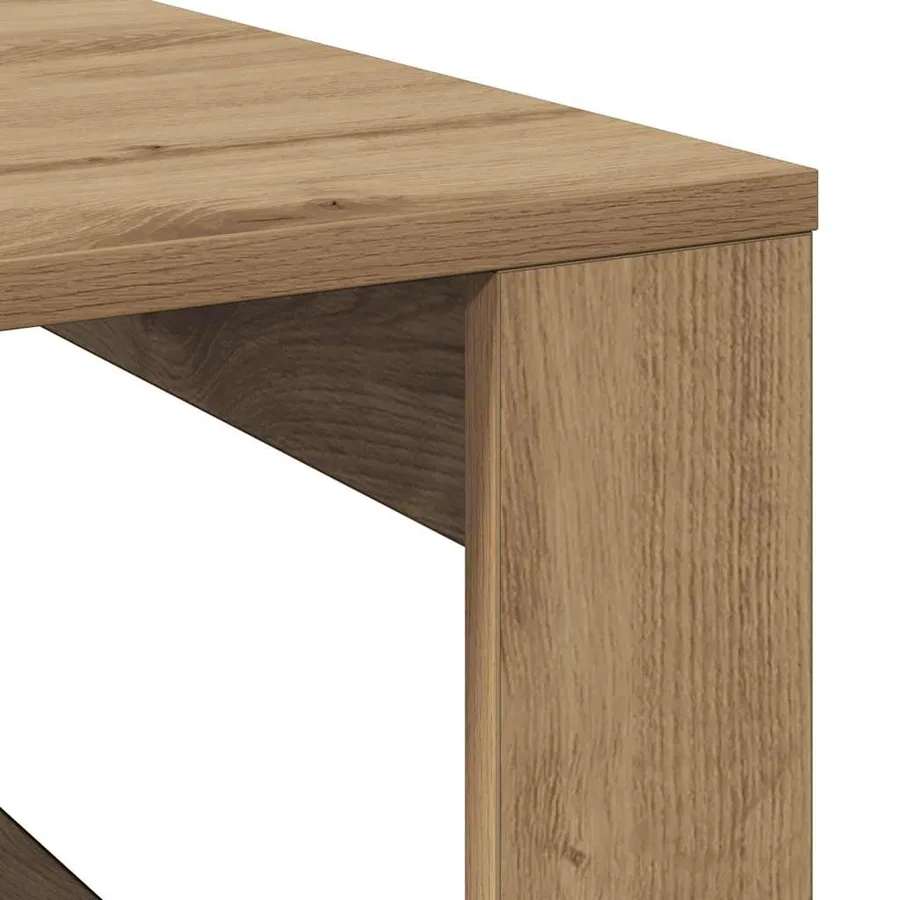 Table basse chêne artisanal 100x100x35 cm bois d'ingénierie - 7