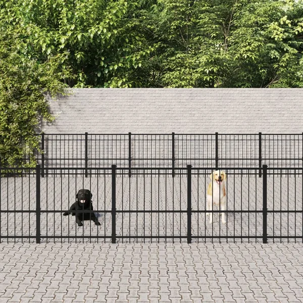 Chenil d'extérieur pour chiens Acier 46,1 m²