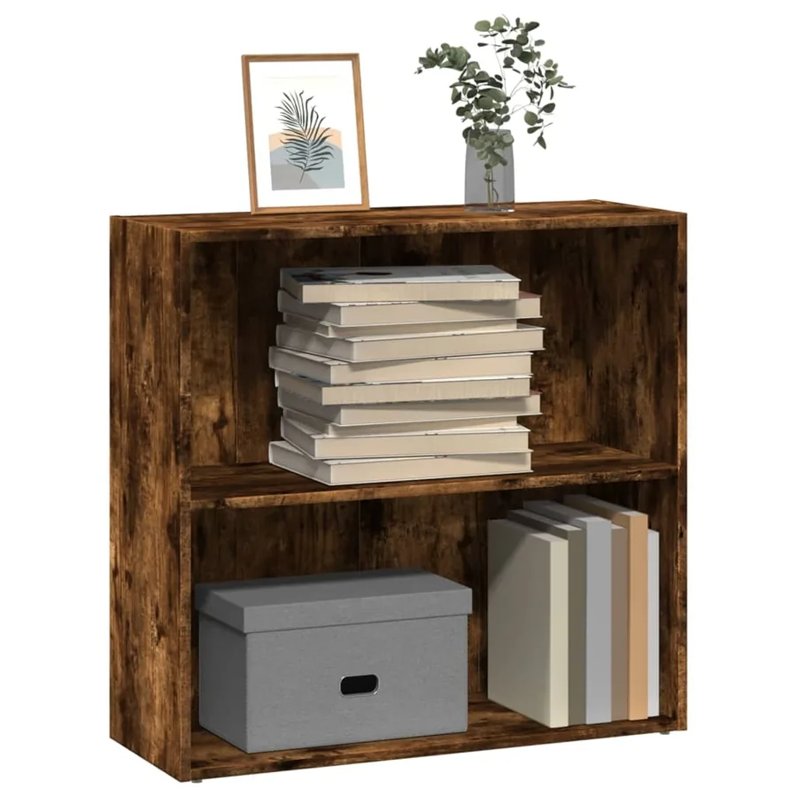 Bibliothèque chêne fumé 80x30x77 cm bois d'ingénierie