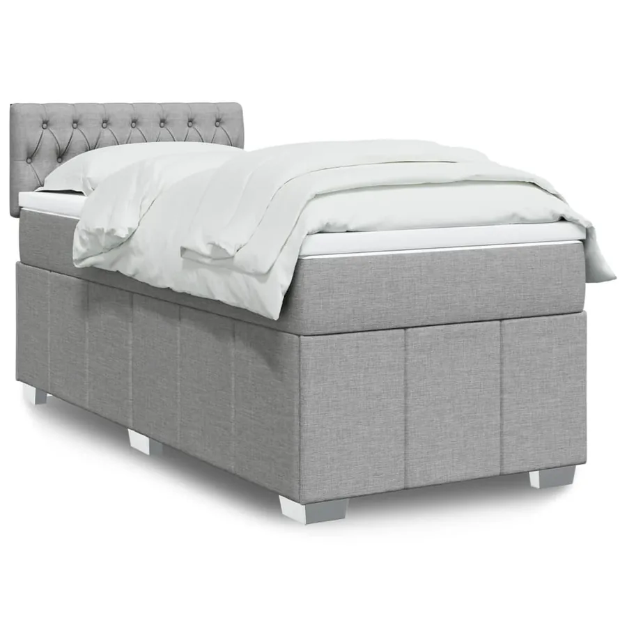 Sommier à lattes de lit avec matelas Gris clair 90x200 cm Tissu