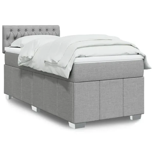 Sommier à lattes de lit avec matelas Gris clair 90x200 cm Tissu