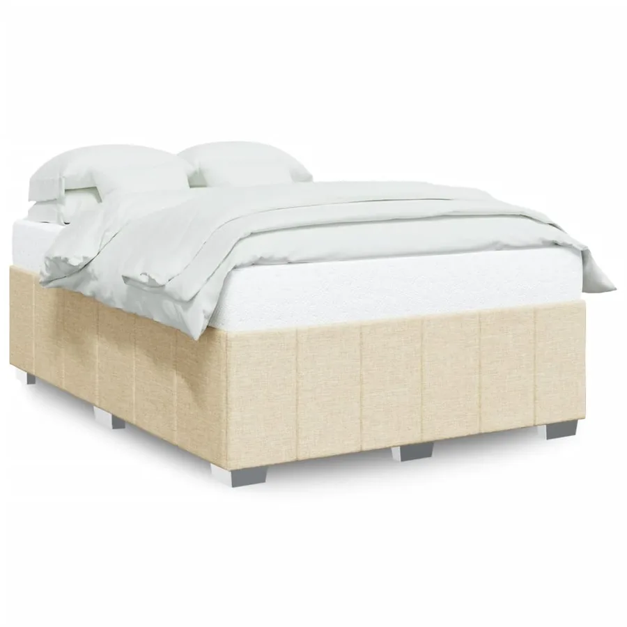 Cadre de lit sans matelas crème 160x200 cm tissu - 2