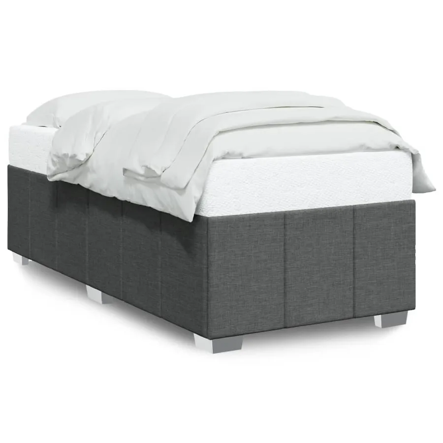 Cadre de lit sans matelas gris foncé 90x200 cm tissu - 2