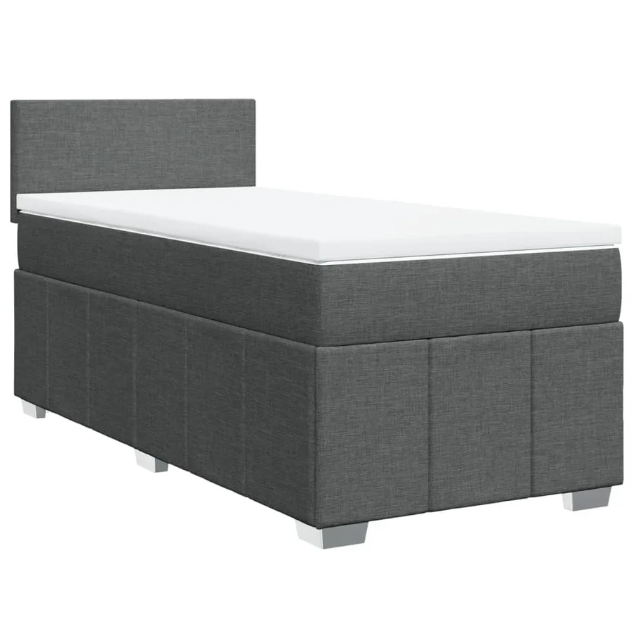 Sommier à lattes de lit avec matelas Gris foncé 90x200 cm Tissu - 2