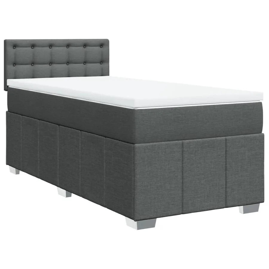 Sommier à lattes de lit avec matelas Gris foncé 90x200 cm Tissu - 2