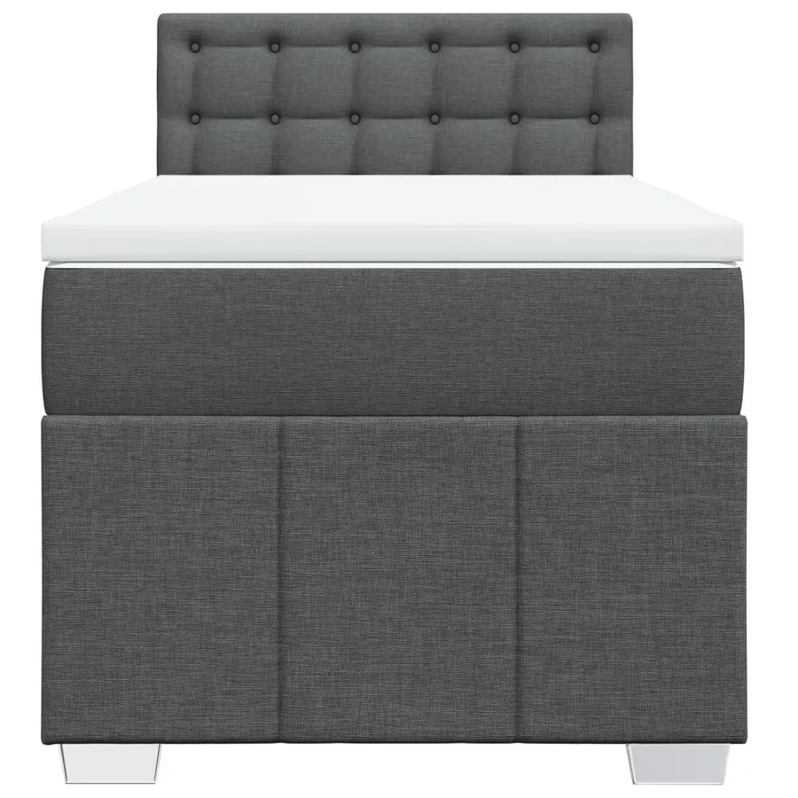 Sommier à lattes de lit avec matelas Gris foncé 90x200 cm Tissu - 4