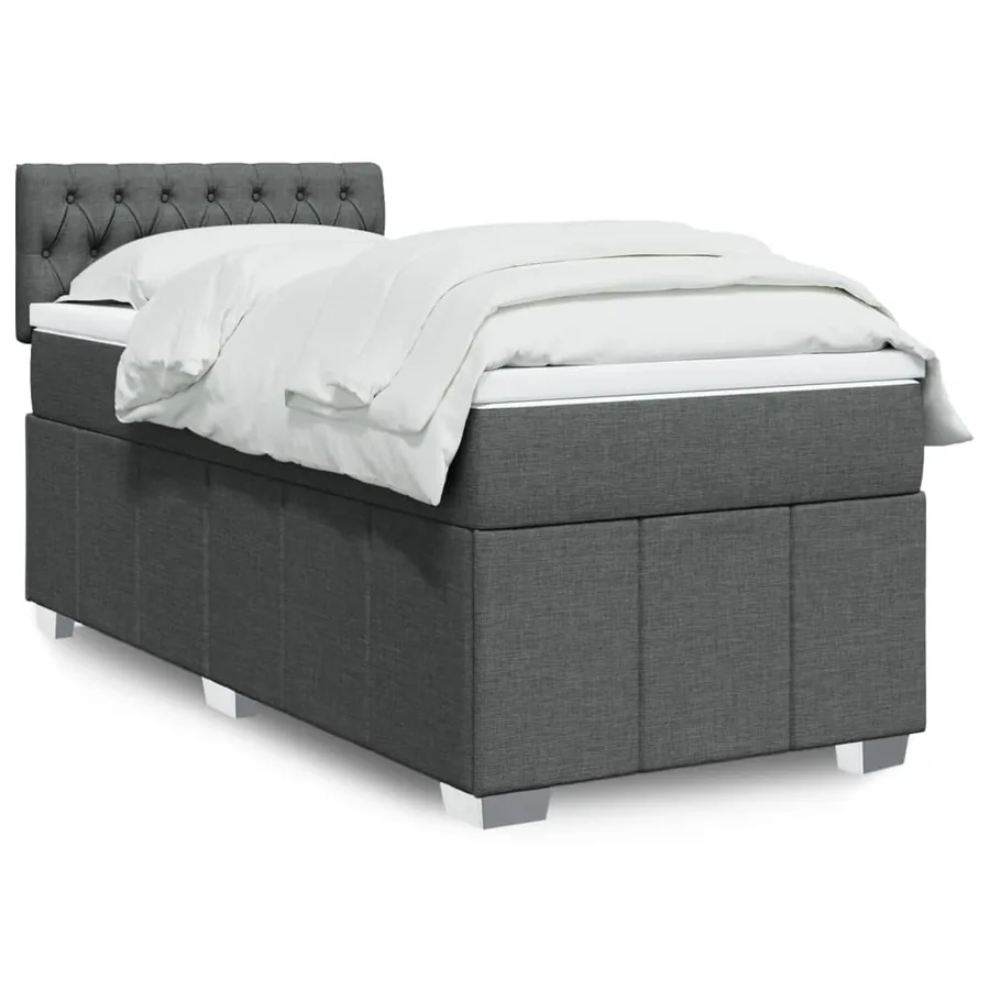 Sommier à lattes de lit avec matelas Gris foncé 100x200cm Tissu