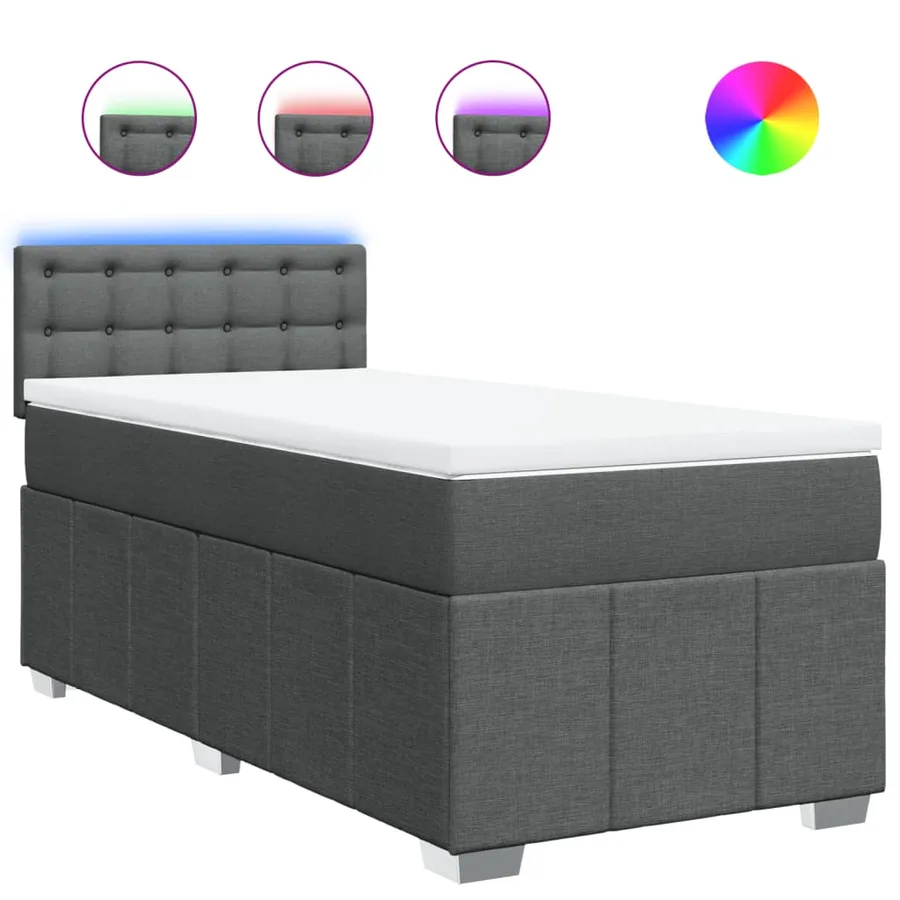 Sommier à lattes de lit avec matelas Gris foncé 100x200cm Tissu - 2
