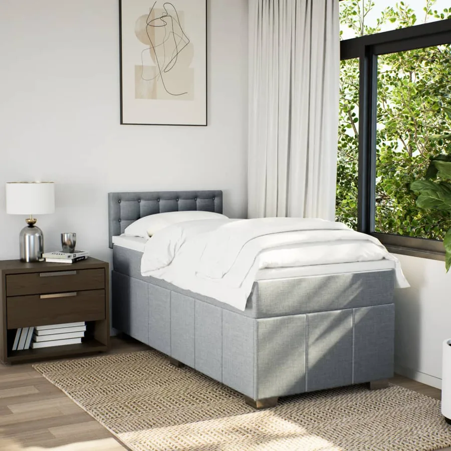 Sommier à lattes de lit et matelas Gris clair 90x190 cm Tissu - 4