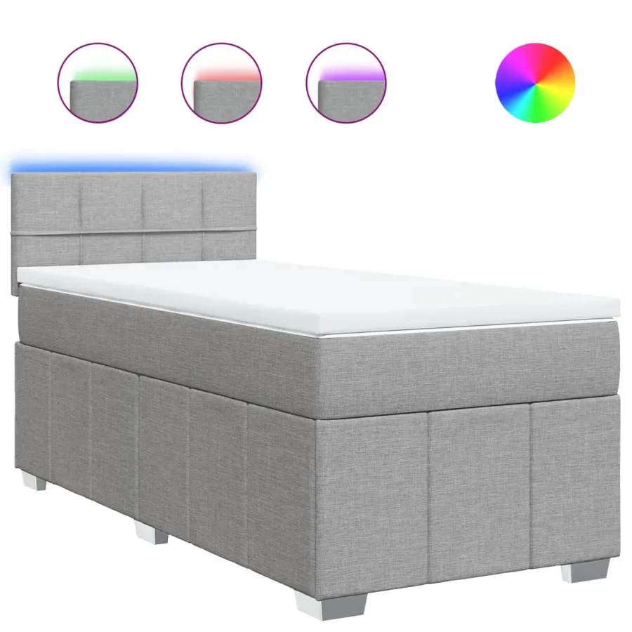 Sommier à lattes de lit et matelas Gris clair 90x190 cm Tissu - 2