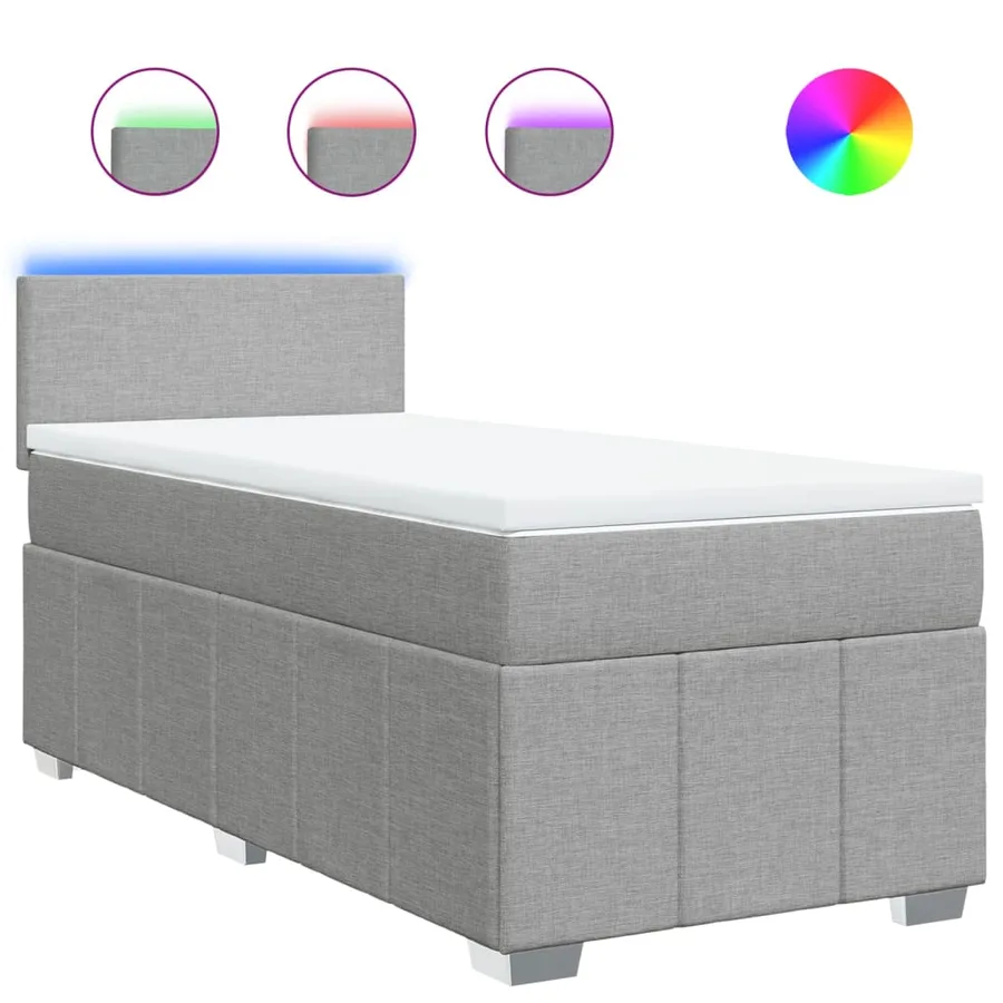Sommier à lattes de lit et matelas Gris clair 90x190 cm Tissu - 2