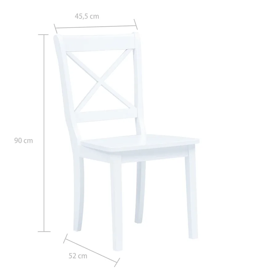 Chaises à manger lot de 6 blanc bois d'hévéa massif - 7