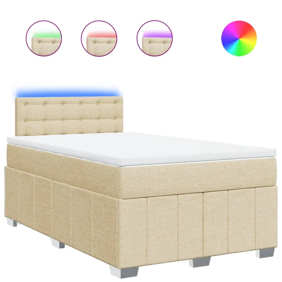 Sommier à lattes de lit avec matelas crème 120x190 cm tissu - 2