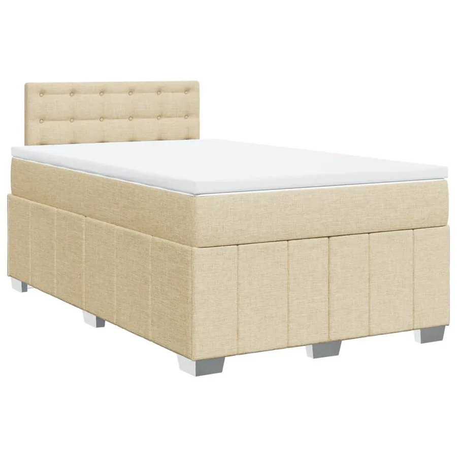 Sommier à lattes de lit avec matelas crème 120x190 cm tissu - 3