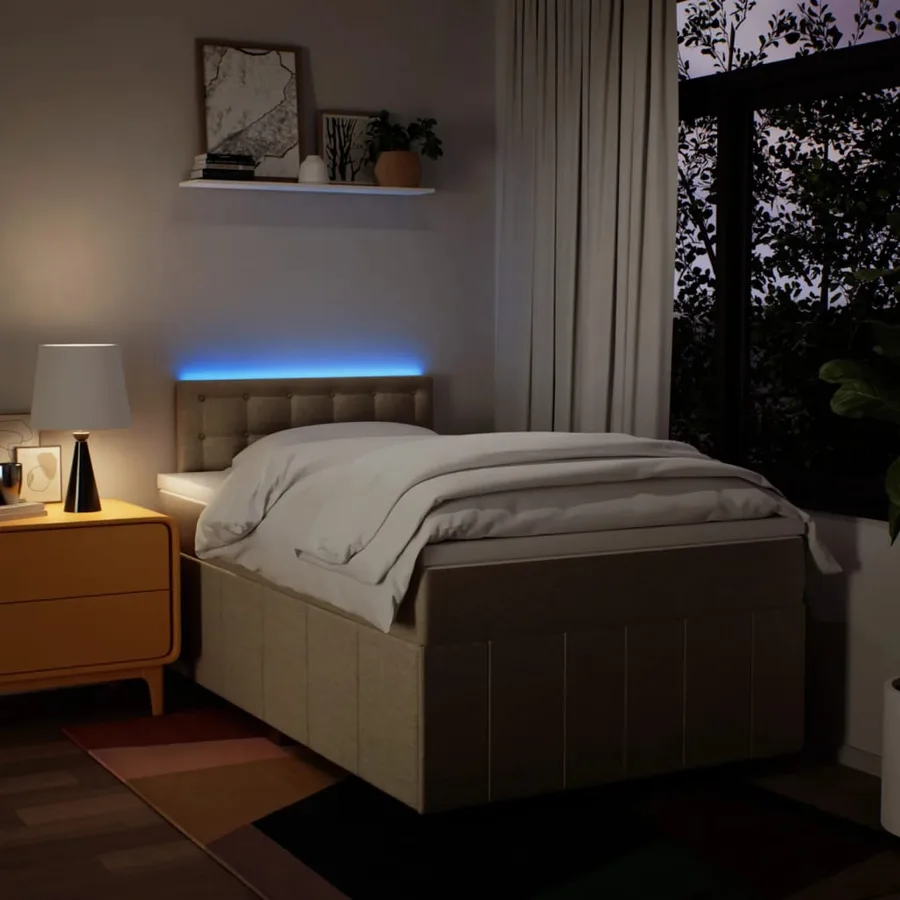 Sommier à lattes de lit avec matelas crème 120x190 cm tissu - 4