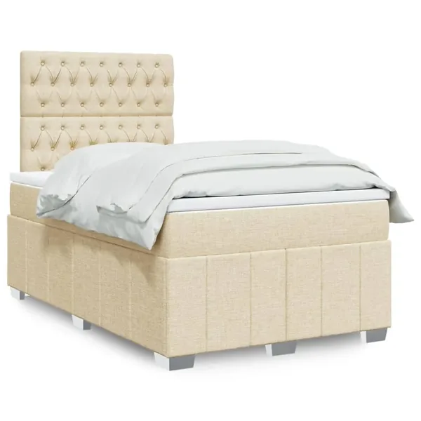 Sommier à lattes de lit avec matelas crème 120x190 cm tissu