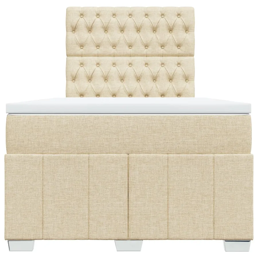 Sommier à lattes de lit avec matelas crème 120x190 cm tissu - 6