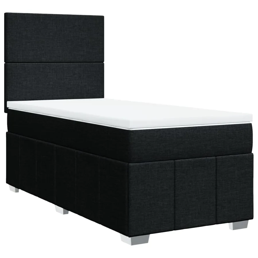 Sommier à lattes de lit avec matelas Noir 100x200 cm Tissu - 2