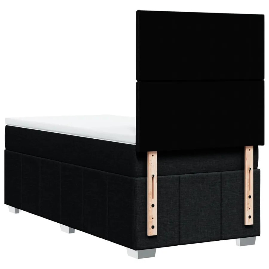 Sommier à lattes de lit avec matelas Noir 100x200 cm Tissu - 6