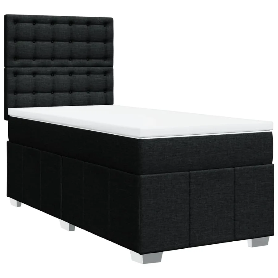 Sommier à lattes de lit avec matelas Noir 100x200 cm Tissu - 2