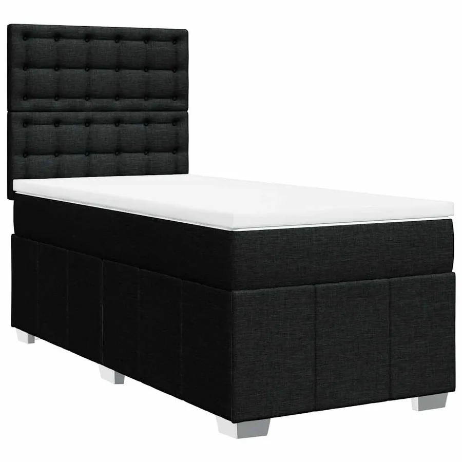 Sommier à lattes de lit avec matelas Noir 100x200 cm Tissu - 3