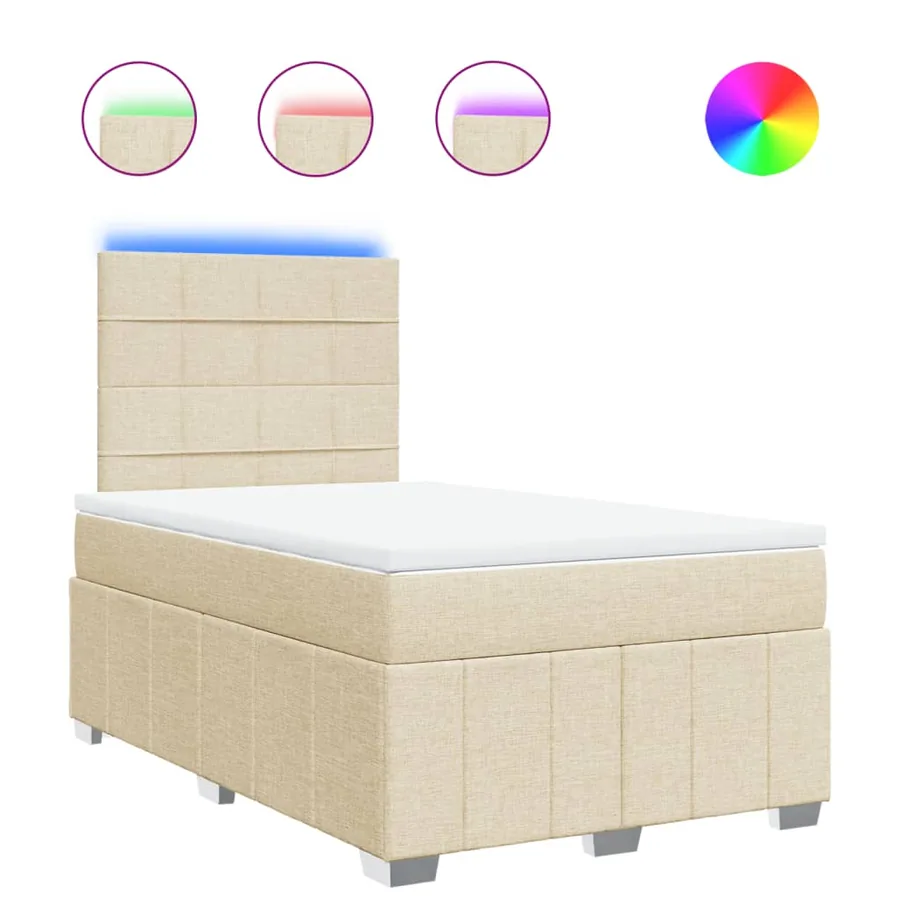 Sommier à lattes de lit avec matelas crème 120x190 cm tissu - 2