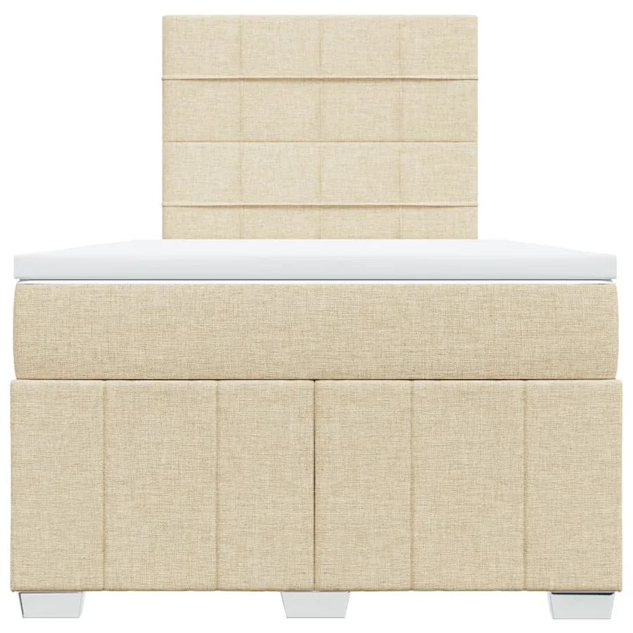 Sommier à lattes de lit avec matelas crème 120x190 cm tissu - 6