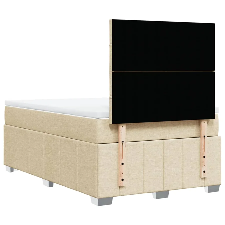 Sommier à lattes de lit avec matelas crème 120x190 cm tissu - 8