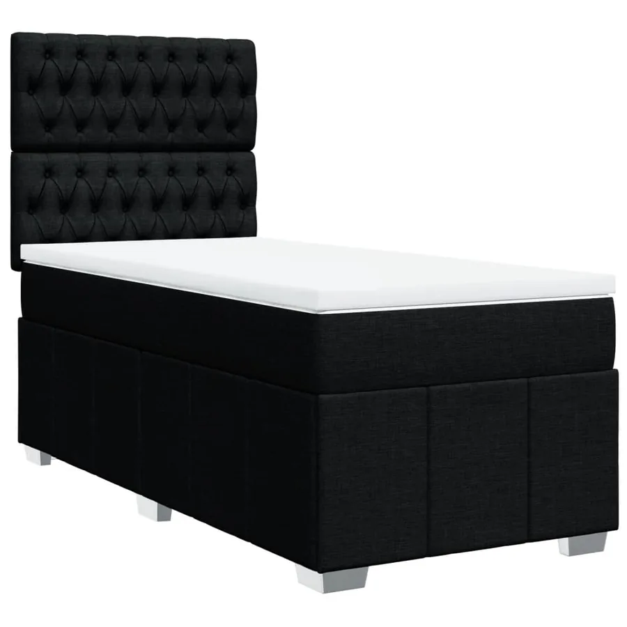 Sommier à lattes de lit avec matelas Noir 100x200 cm Tissu - 2