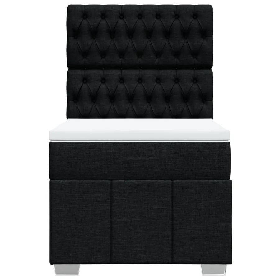Sommier à lattes de lit avec matelas Noir 100x200 cm Tissu - 4