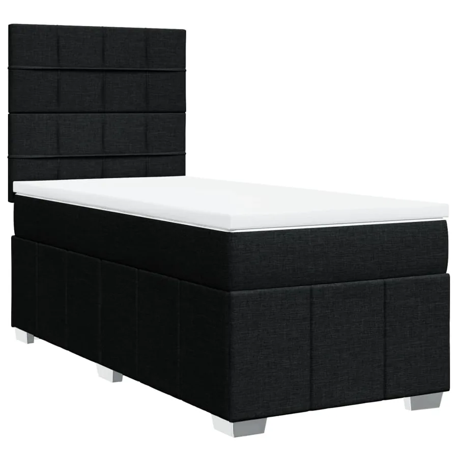 Sommier à lattes de lit avec matelas Noir 100x200 cm Tissu - 2