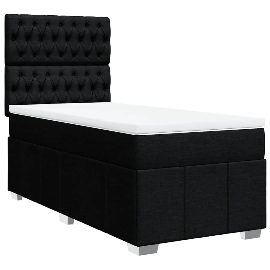 Sommier à lattes de lit avec matelas Noir 100x200 cm Tissu - 3