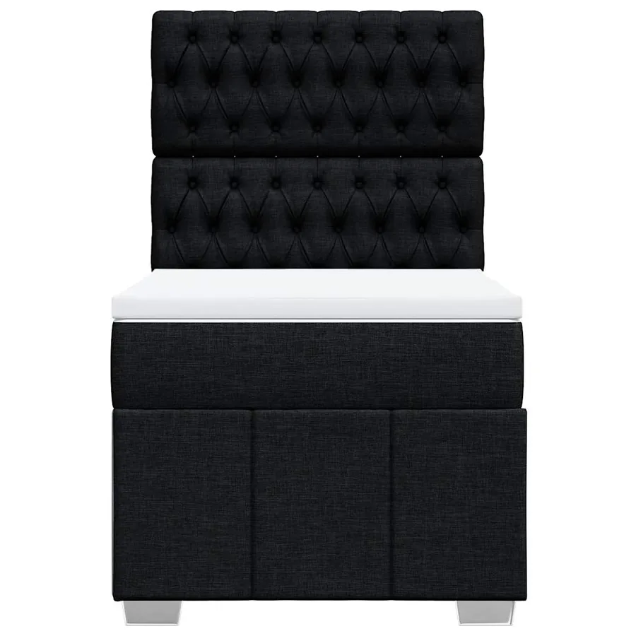 Sommier à lattes de lit avec matelas Noir 100x200 cm Tissu - 6