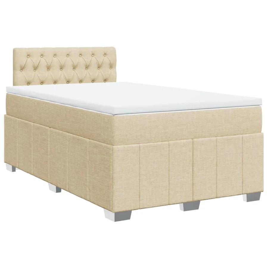 Sommier à lattes de lit avec matelas crème 120x190 cm tissu - 2