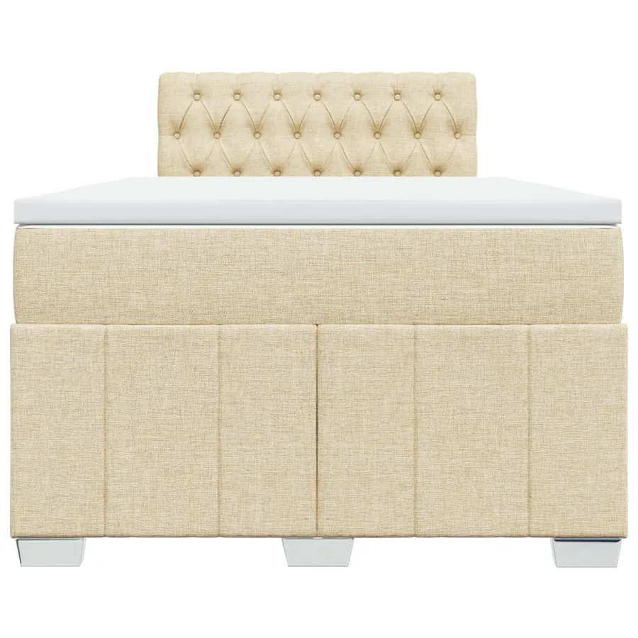 Sommier à lattes de lit avec matelas crème 120x190 cm tissu - 4