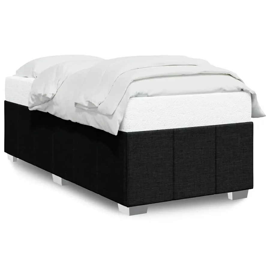 Cadre de lit sans matelas noir 100x200 cm tissu - 2