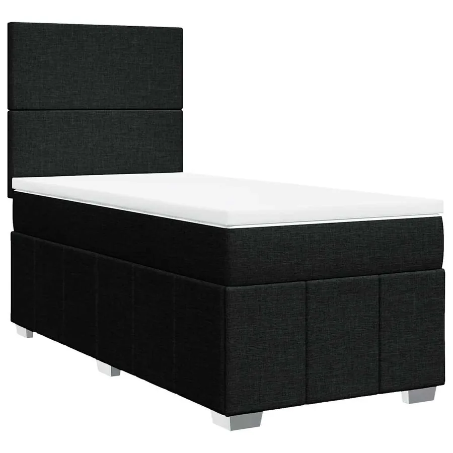 Sommier à lattes de lit avec matelas Noir 100x200 cm Tissu - 3