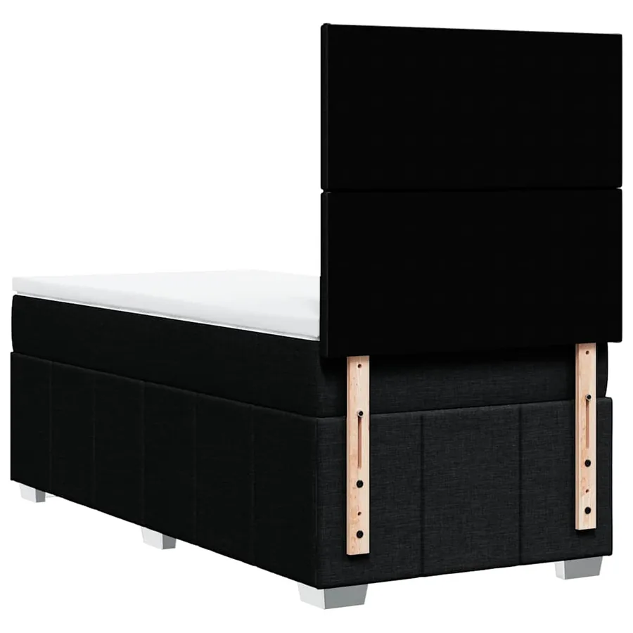 Sommier à lattes de lit avec matelas Noir 100x200 cm Tissu - 8