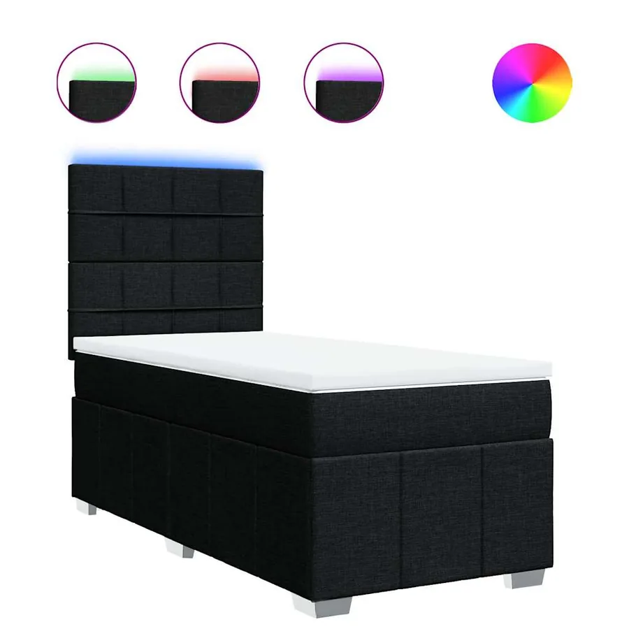 Sommier à lattes de lit avec matelas Noir 100x200 cm Tissu - 2