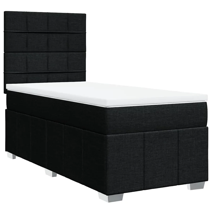 Sommier à lattes de lit avec matelas Noir 100x200 cm Tissu - 3