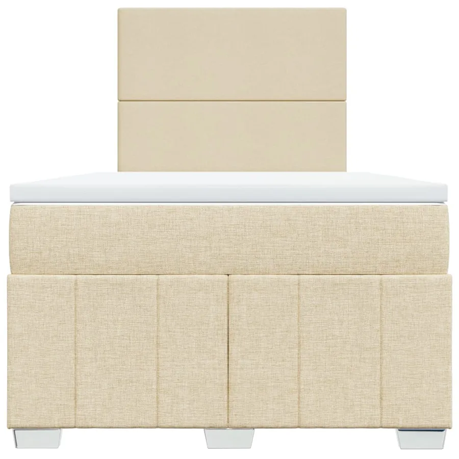 Sommier à lattes de lit avec matelas crème 120x190 cm tissu - 4