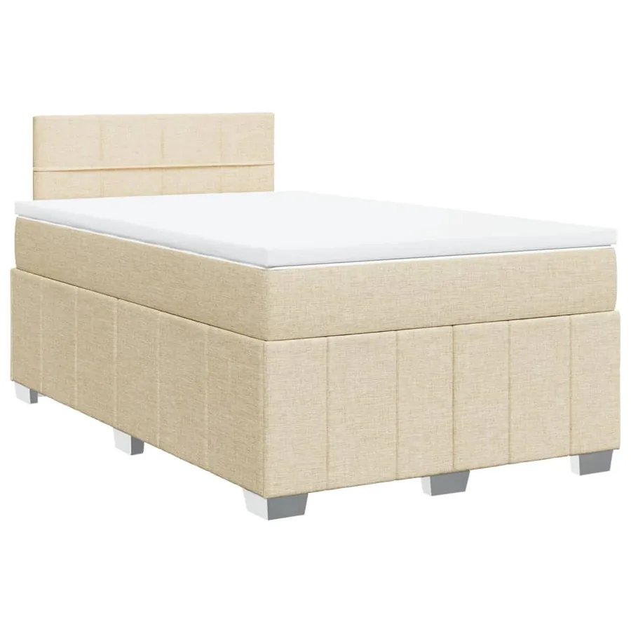 Sommier à lattes de lit avec matelas crème 120x190 cm tissu - 2