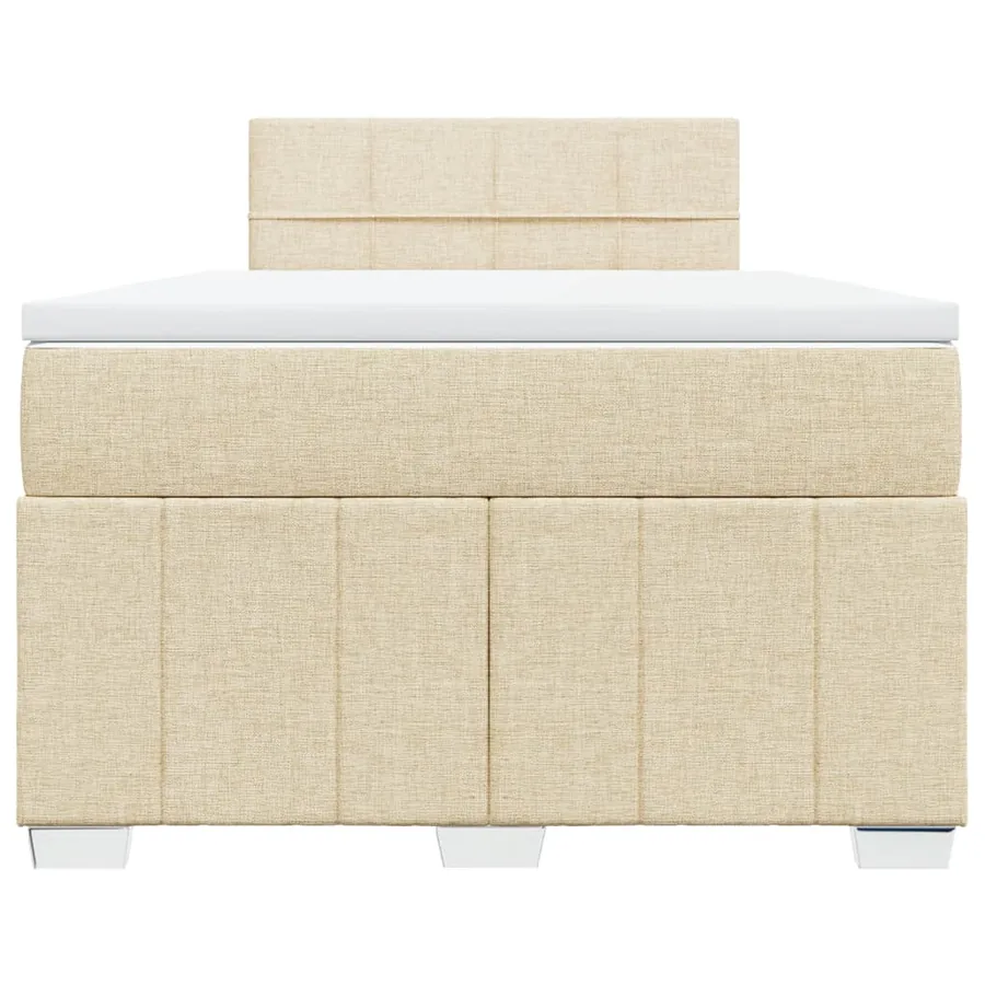 Sommier à lattes de lit avec matelas crème 120x190 cm tissu - 4