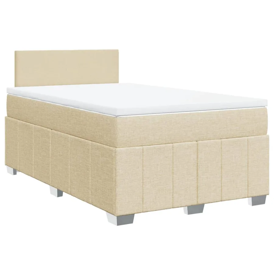 Sommier à lattes de lit avec matelas crème 120x190 cm tissu - 3