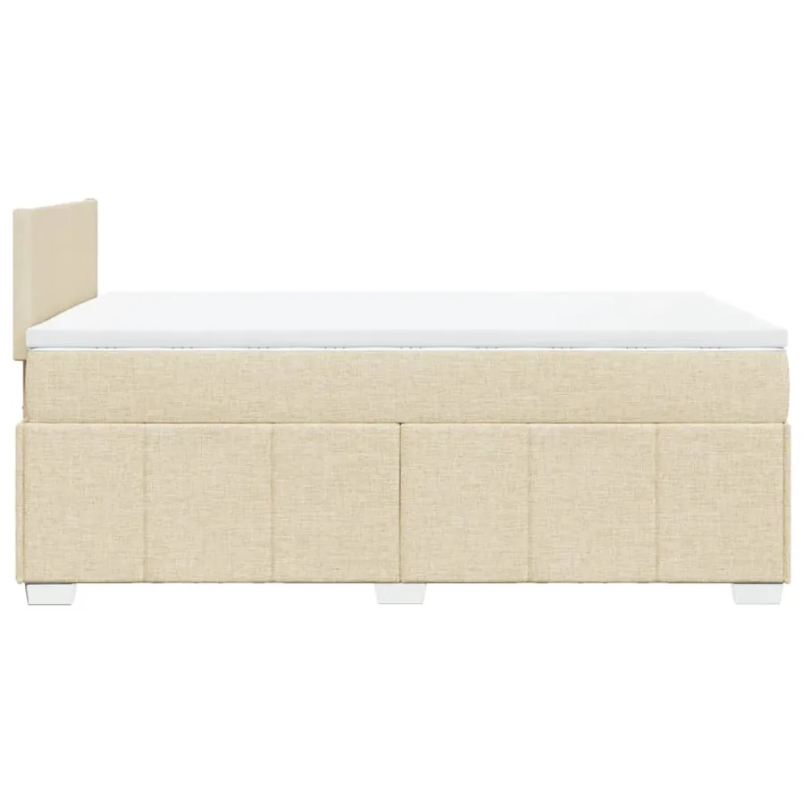Sommier à lattes de lit avec matelas crème 120x190 cm tissu - 7