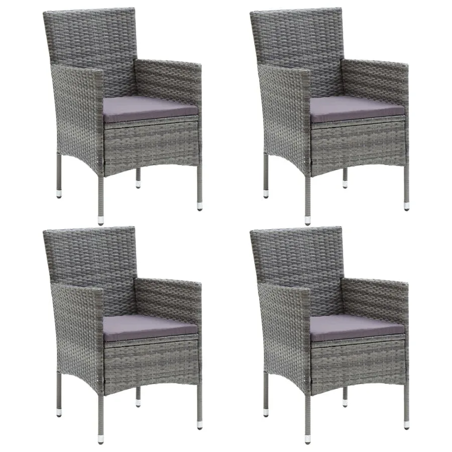 Ensemble à manger de jardin coussins 5pcs Résine tressée Gris - 3