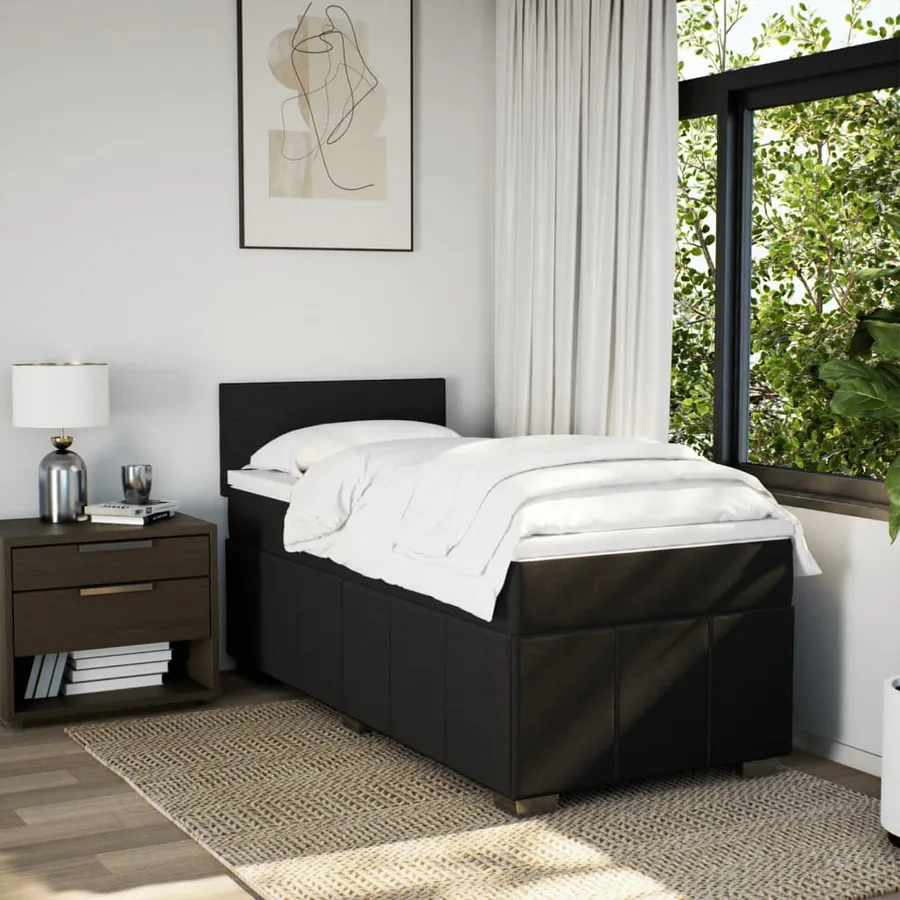 Sommier à lattes de lit avec matelas Noir 90x190 cm Tissu - 3