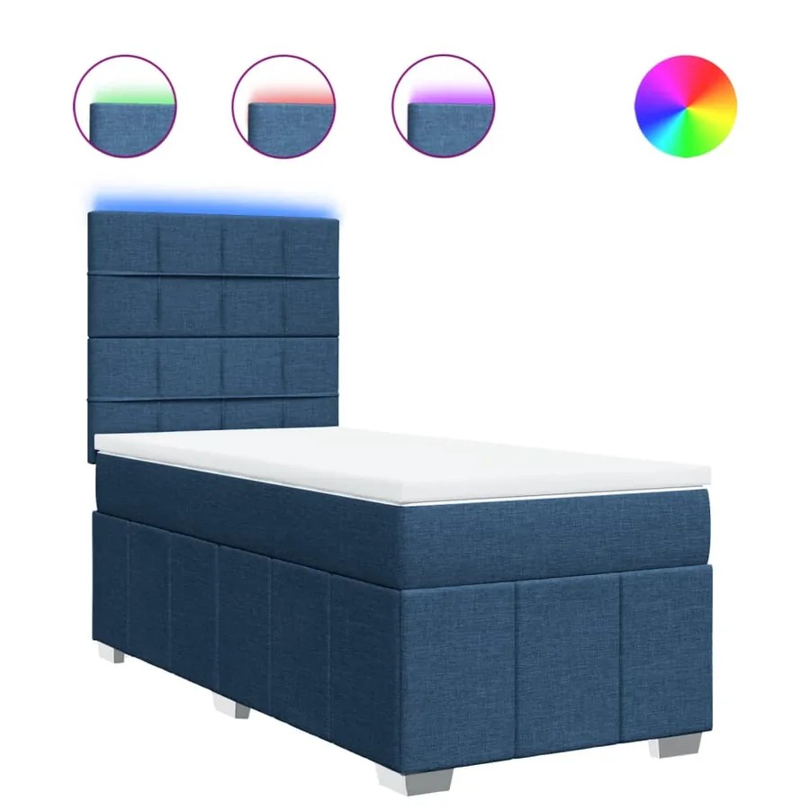 Sommier à lattes de lit avec matelas Bleu 90x200 cm Tissu - 2