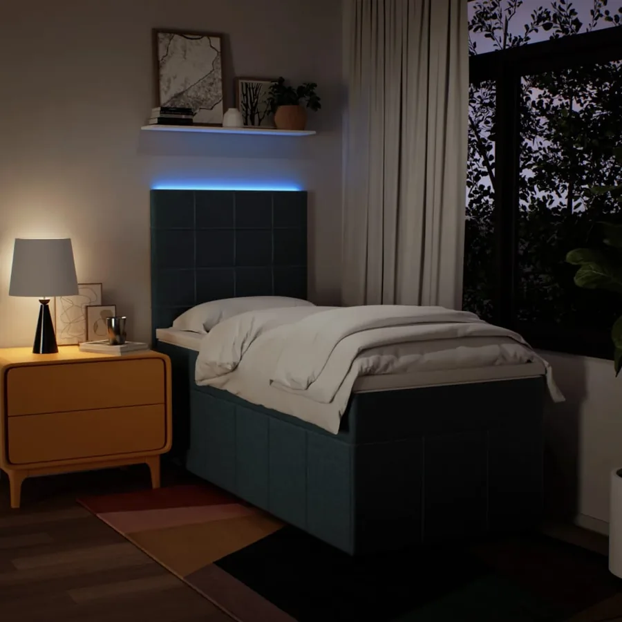 Sommier à lattes de lit avec matelas Bleu 90x200 cm Tissu - 4
