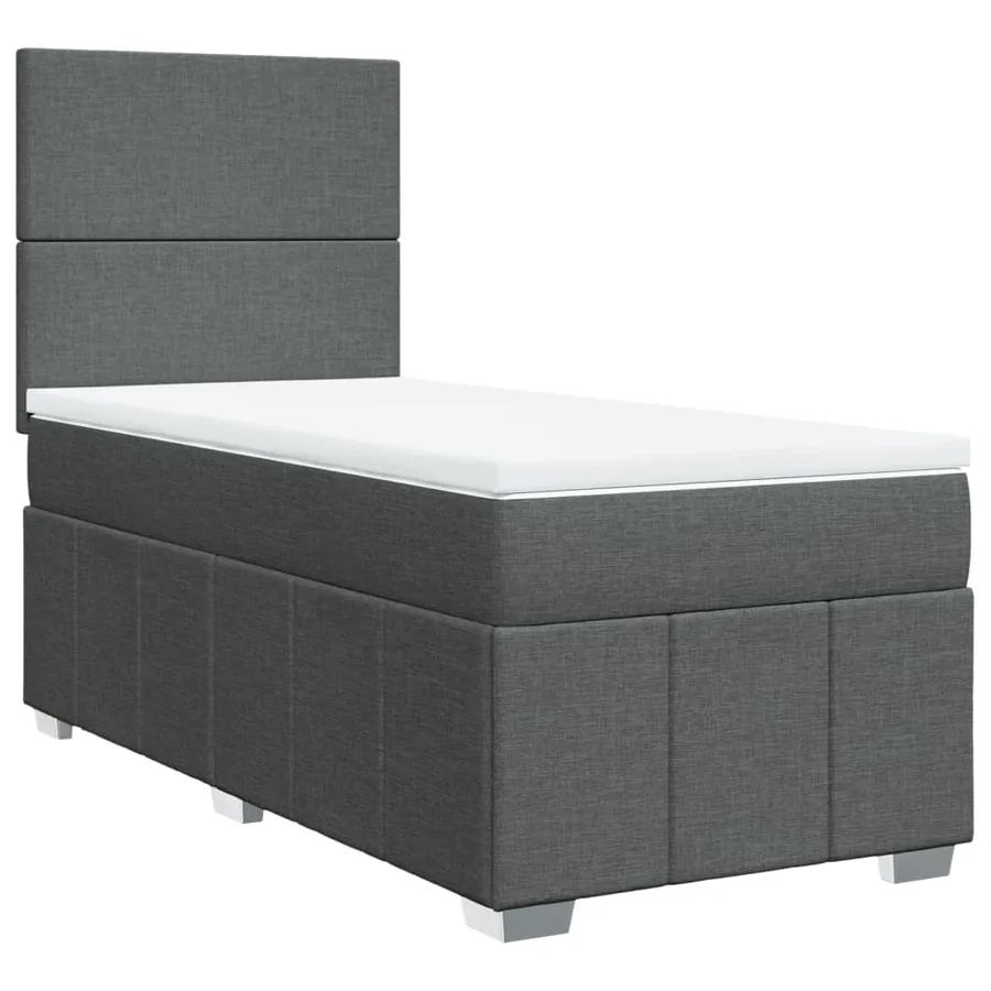 Sommier à lattes de lit et matelas Gris foncé 90x190 cm Tissu - 2